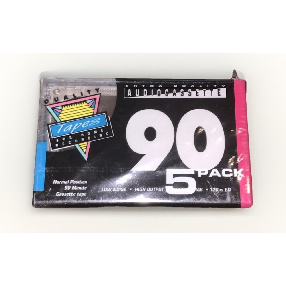 Blank Extra Quality Audio Cassettes Tapes - 5 Pack - 90 Minute New! Unopened